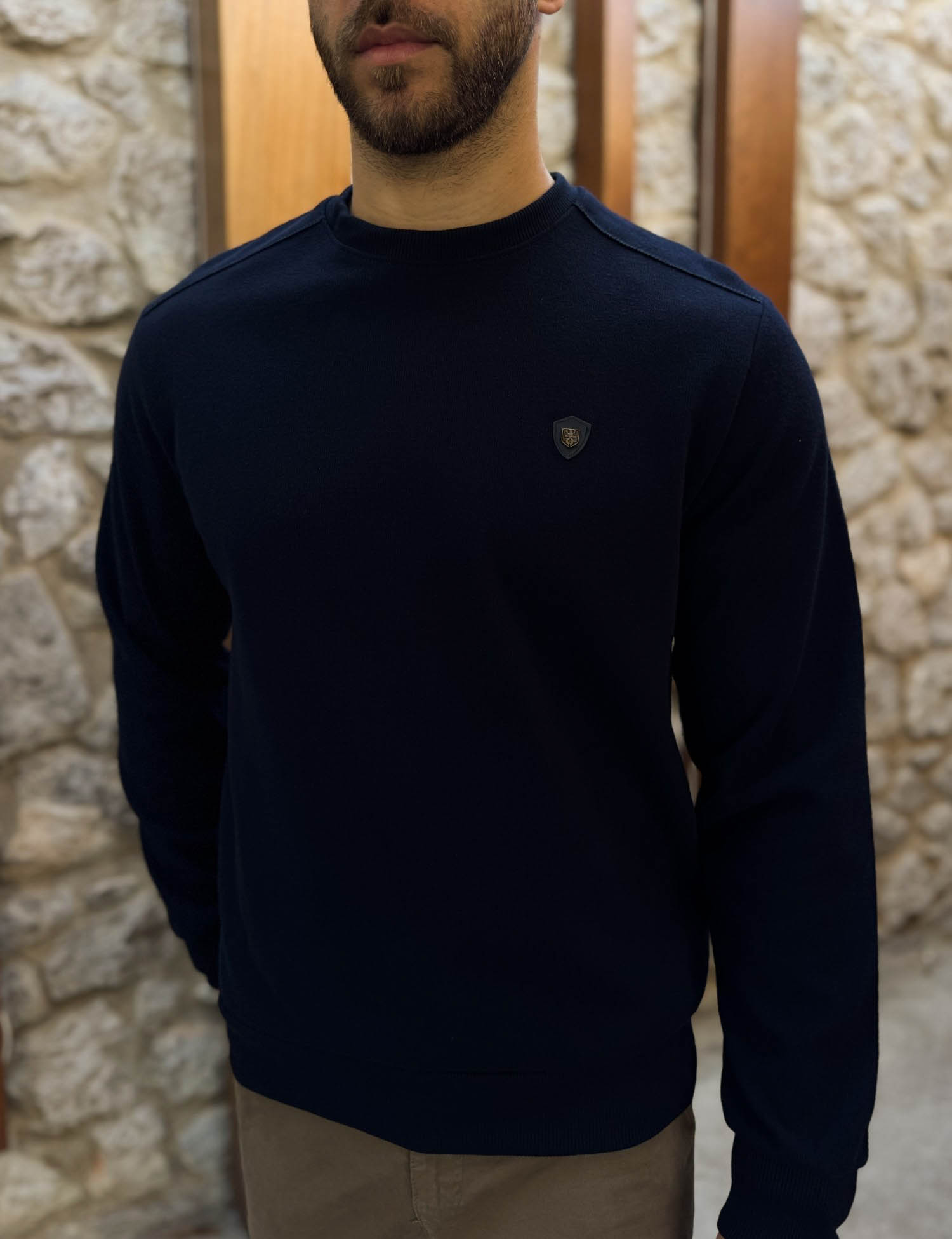 Everbest Ανδρική μπλε navy μακρυμάνικη ριπ μπλούζα Plus Size 261030N φωτογραφία